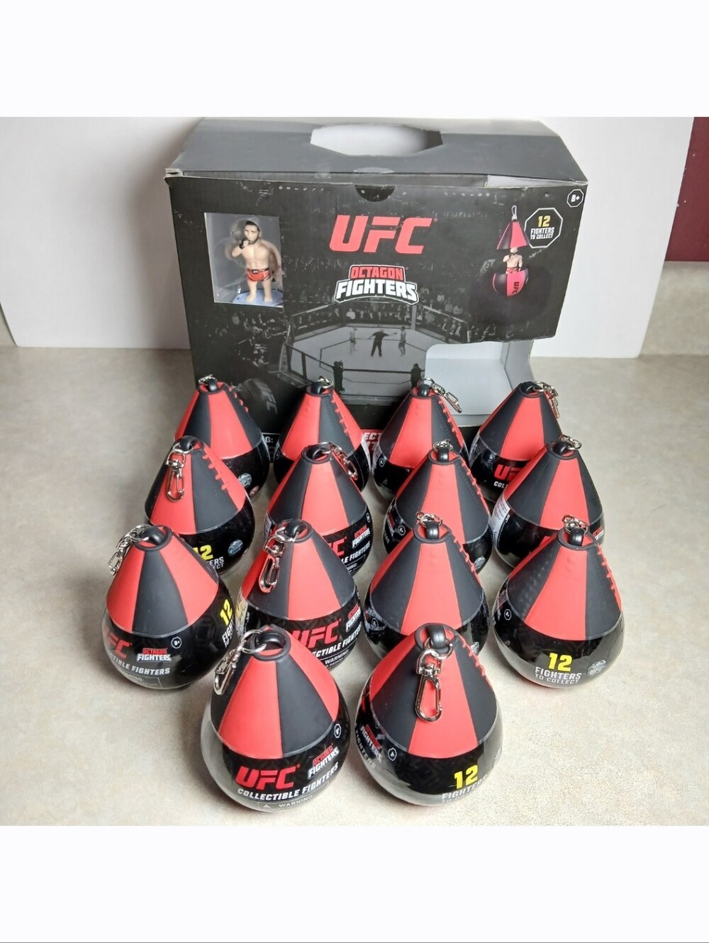 14 New UFC Octagon Fighters Mystery Speed Bag Capsule Keychain With Display 2.5"